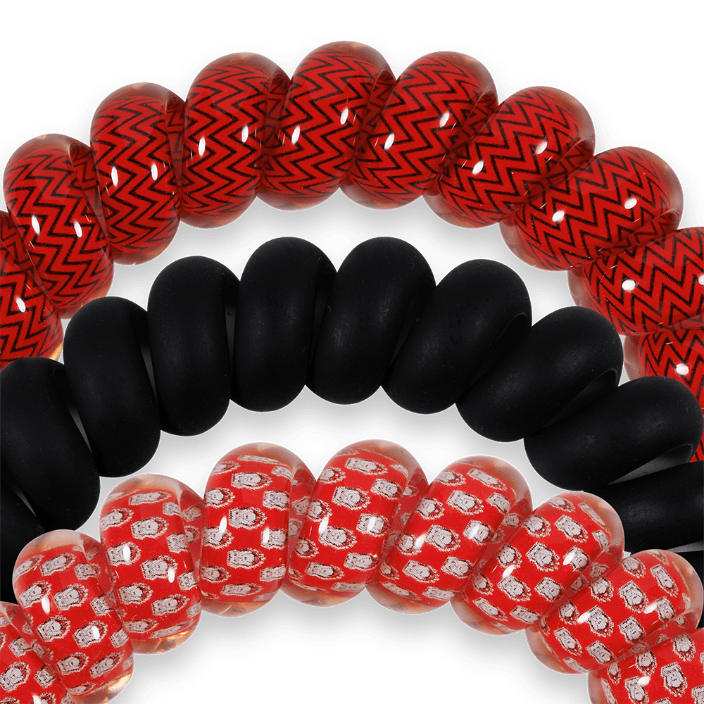 TELETIES - Go Dawgs! Large Hair Ties in Black Red - Large