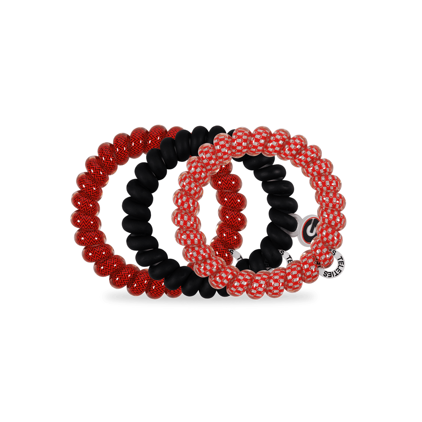TELETIES - Go Dawgs! Large Hair Ties in Black Red - Large