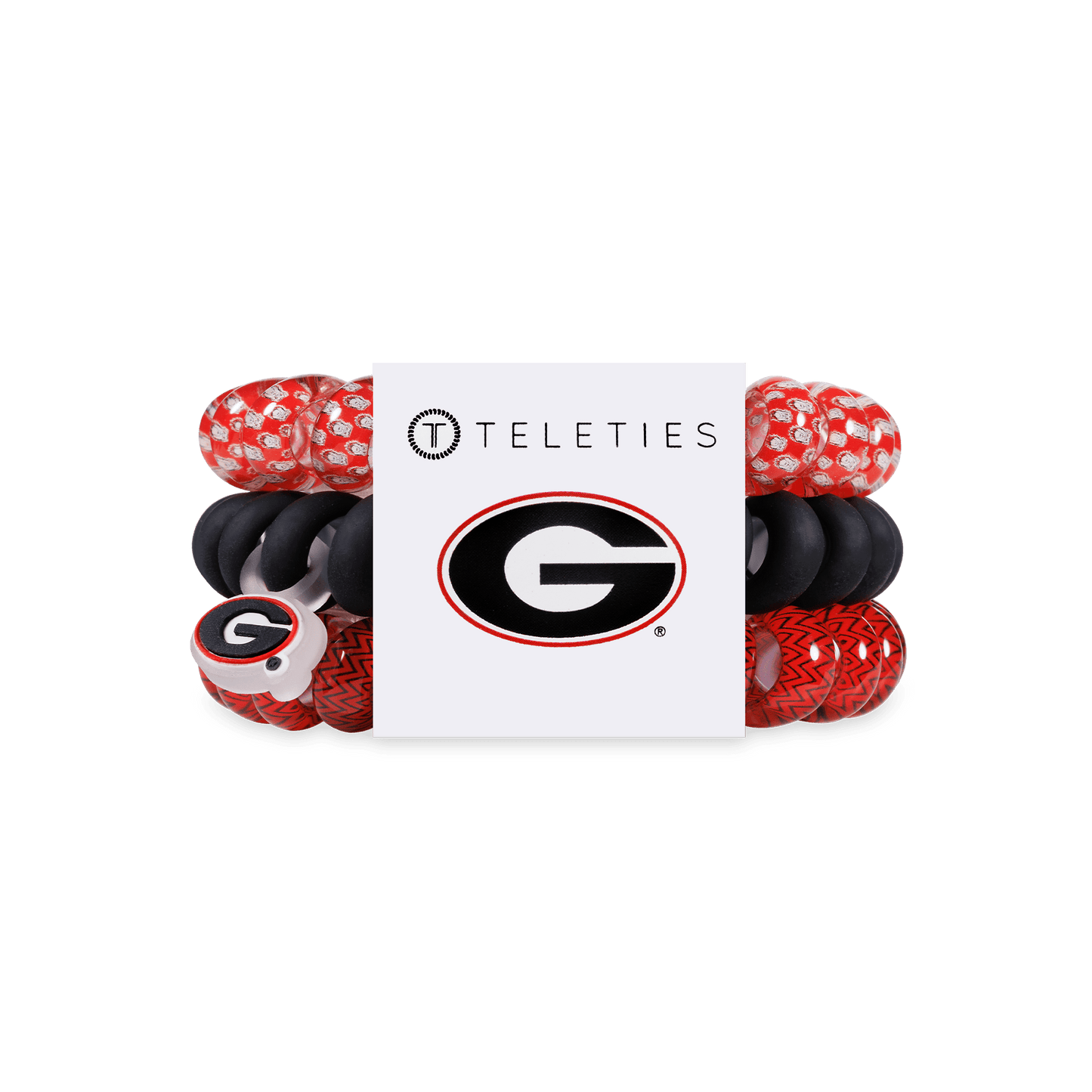TELETIES - Go Dawgs! Large Hair Ties in Black Red - Large