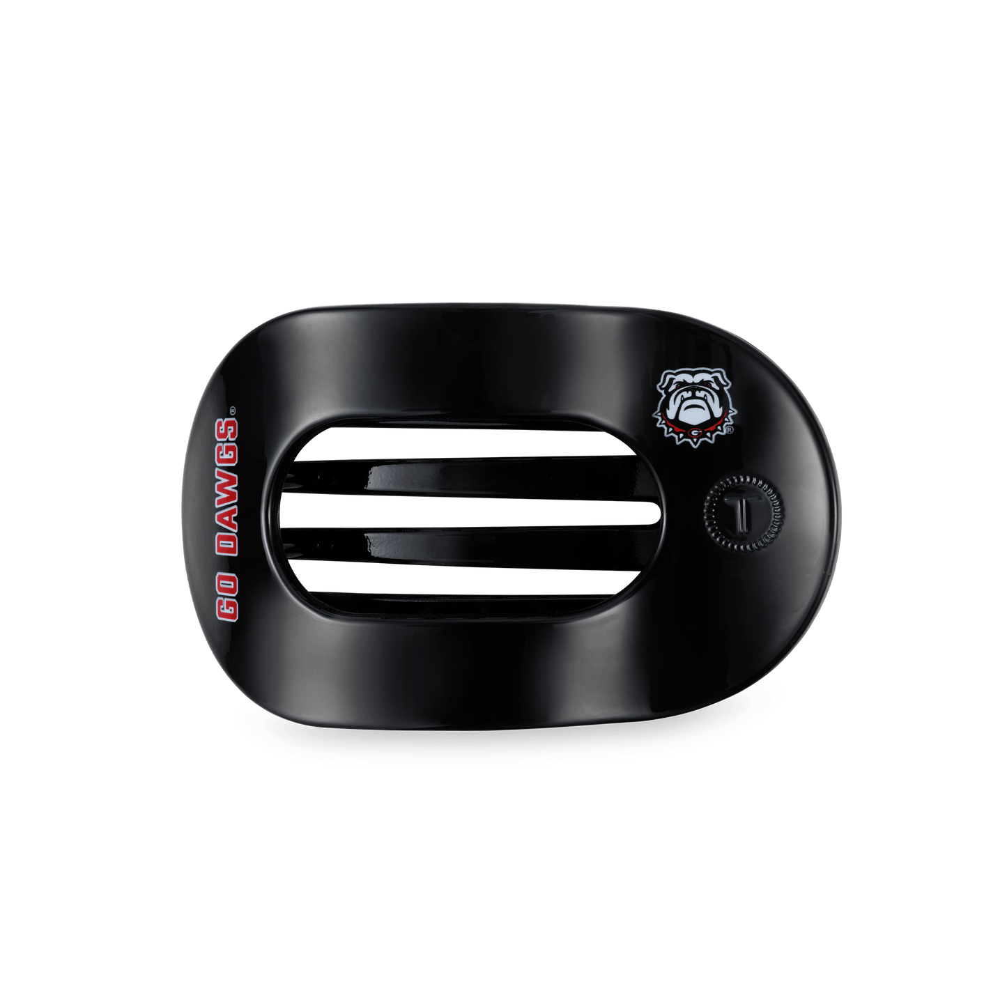 TELETIES - Go Dawgs! Medium Flat Round Hair Clip in Black Red - Medium