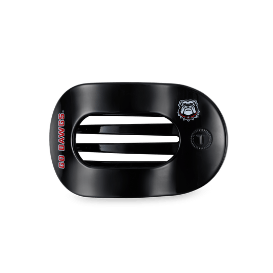 Go Dawgs! Medium Flat Round Hair Clip in Black Red - Medium
