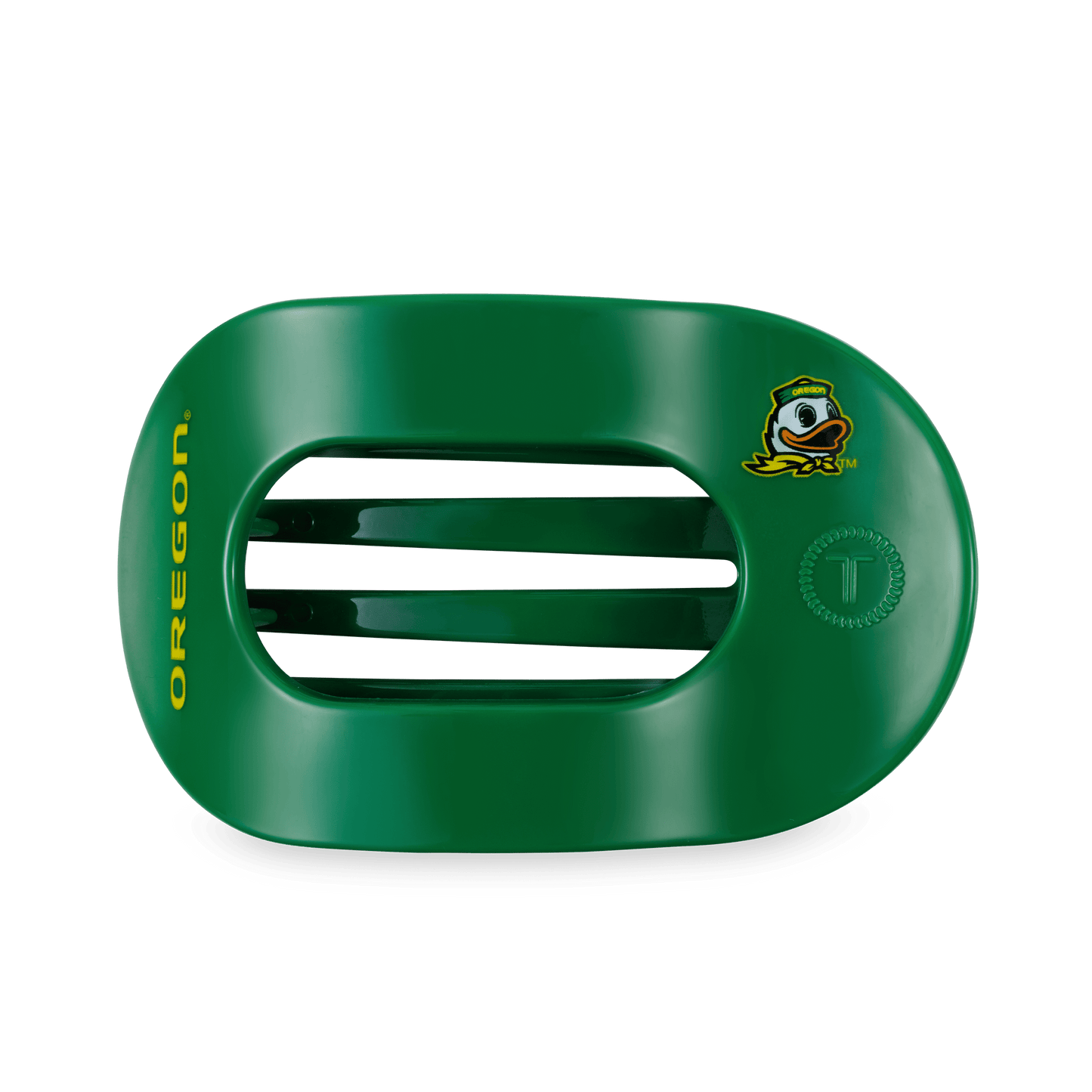 TELETIES - Go Ducks! Large Flat Round Hair Clip in Green Yellow - Large