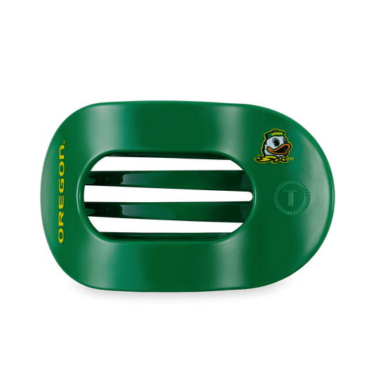 Go Ducks! Large Flat Round Hair Clip in Green Yellow - Large