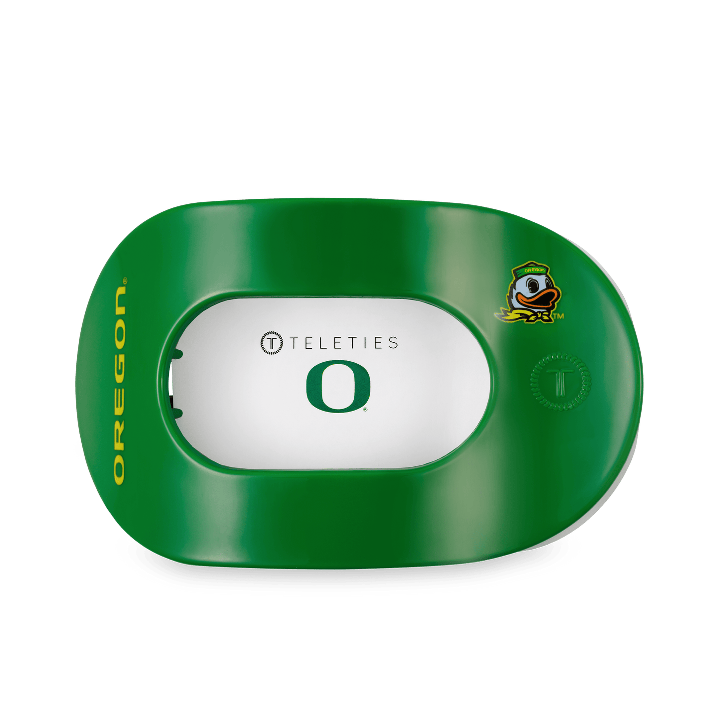 TELETIES - Go Ducks! Large Flat Round Hair Clip in Green Yellow - Large
