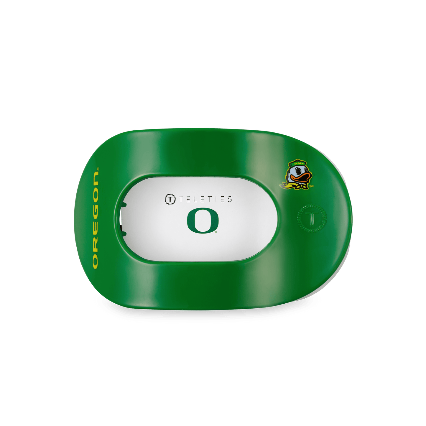 TELETIES - Go Ducks! Medium Flat Round Hair Clip in Green Yellow - Medium