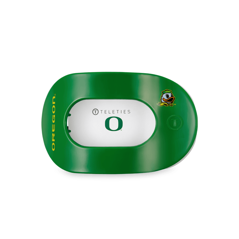 TELETIES - Go Ducks! Medium Flat Round Hair Clip in Green Yellow - Medium - Image 2