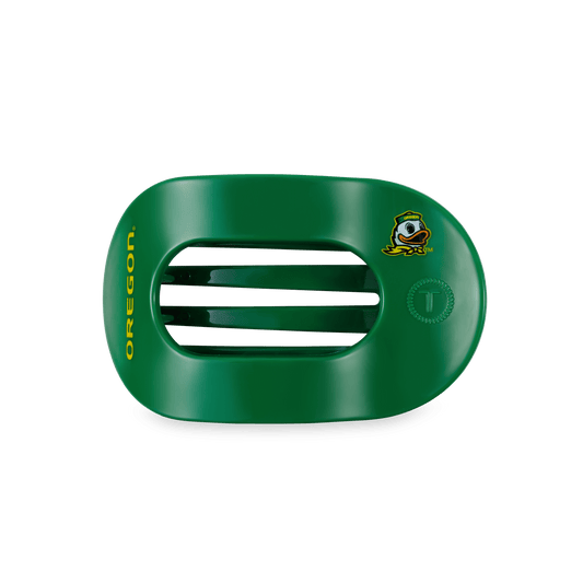 Go Ducks! Medium Flat Round Hair Clip in Green Yellow - Medium