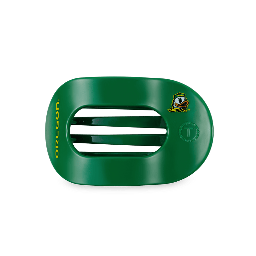 TELETIES - Go Ducks! Medium Flat Round Hair Clip in Green Yellow - Medium - Image 1