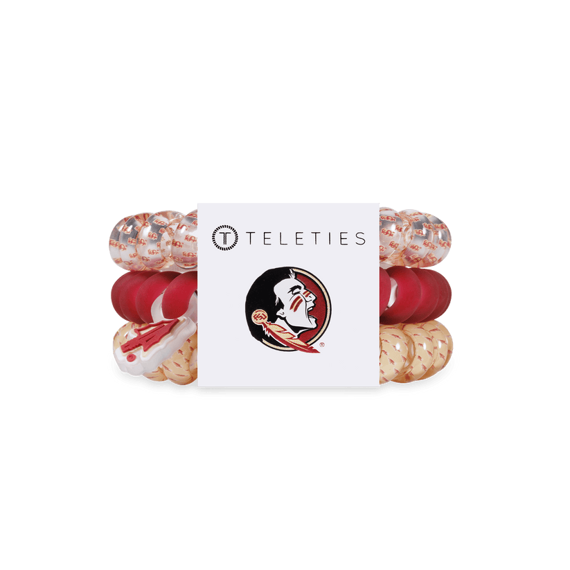 TELETIES - Go Noles! Large Hair Ties in Gold Garnet Red - Large - Image 1