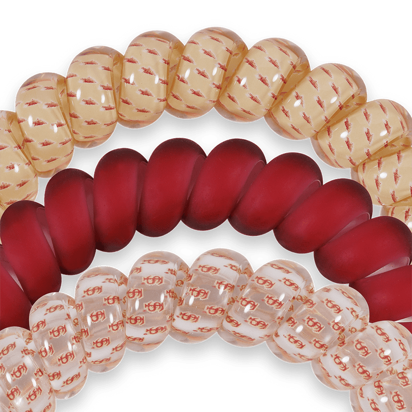 TELETIES - Go Noles! Large Hair Ties in Gold Garnet Red - Large - Image 3