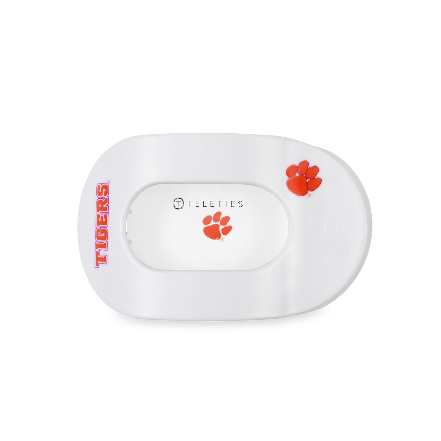 TELETIES - Go Tigers! Medium Flat Round Hair Clip in White Orange Purple - Medium