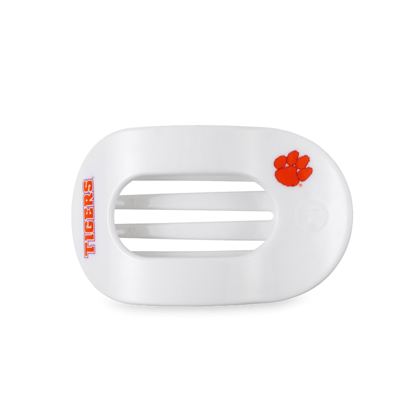 TELETIES - Go Tigers! Medium Flat Round Hair Clip in White Orange Purple - Medium - Image 1