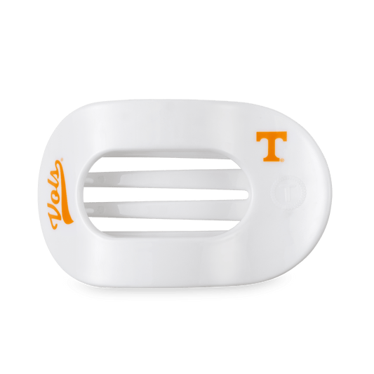 Go Vols! Large Flat Round Hair Clip in White Orange - Large