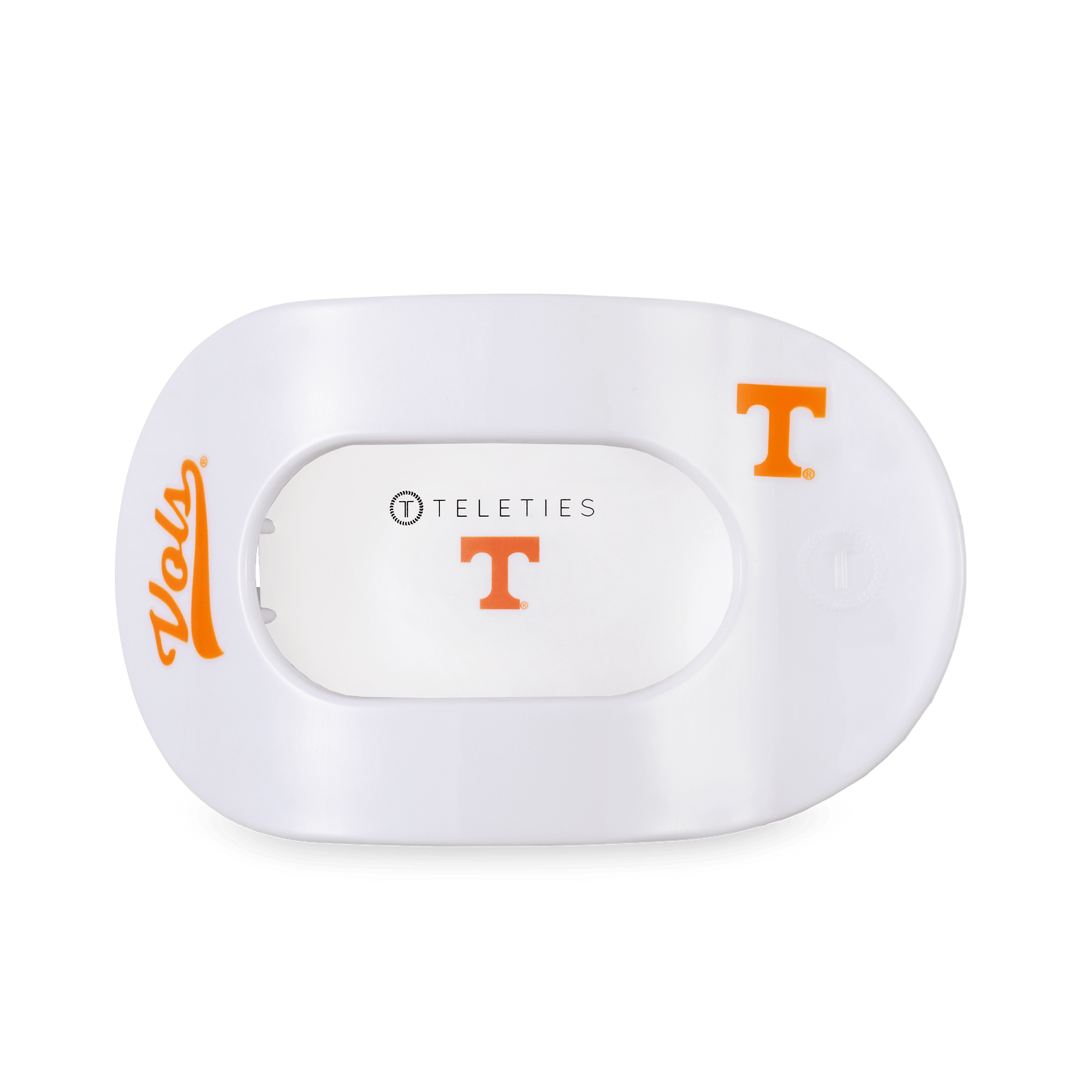 TELETIES - Go Vols! Large Flat Round Hair Clip in White Orange - Large