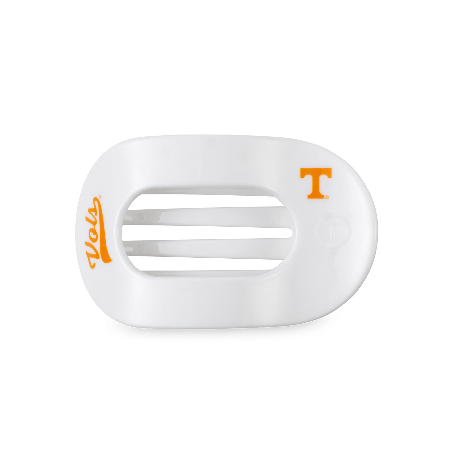 TELETIES - Go Vols! Medium Flat Round Hair Clip in White Orange - Medium