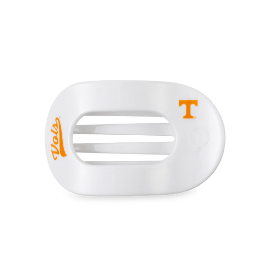 Go Vols! Medium Flat Round Hair Clip in White Orange - Medium