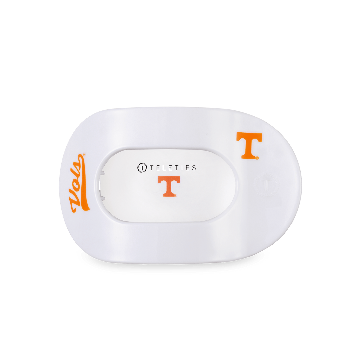 TELETIES - Go Vols! Medium Flat Round Hair Clip in White Orange - Medium