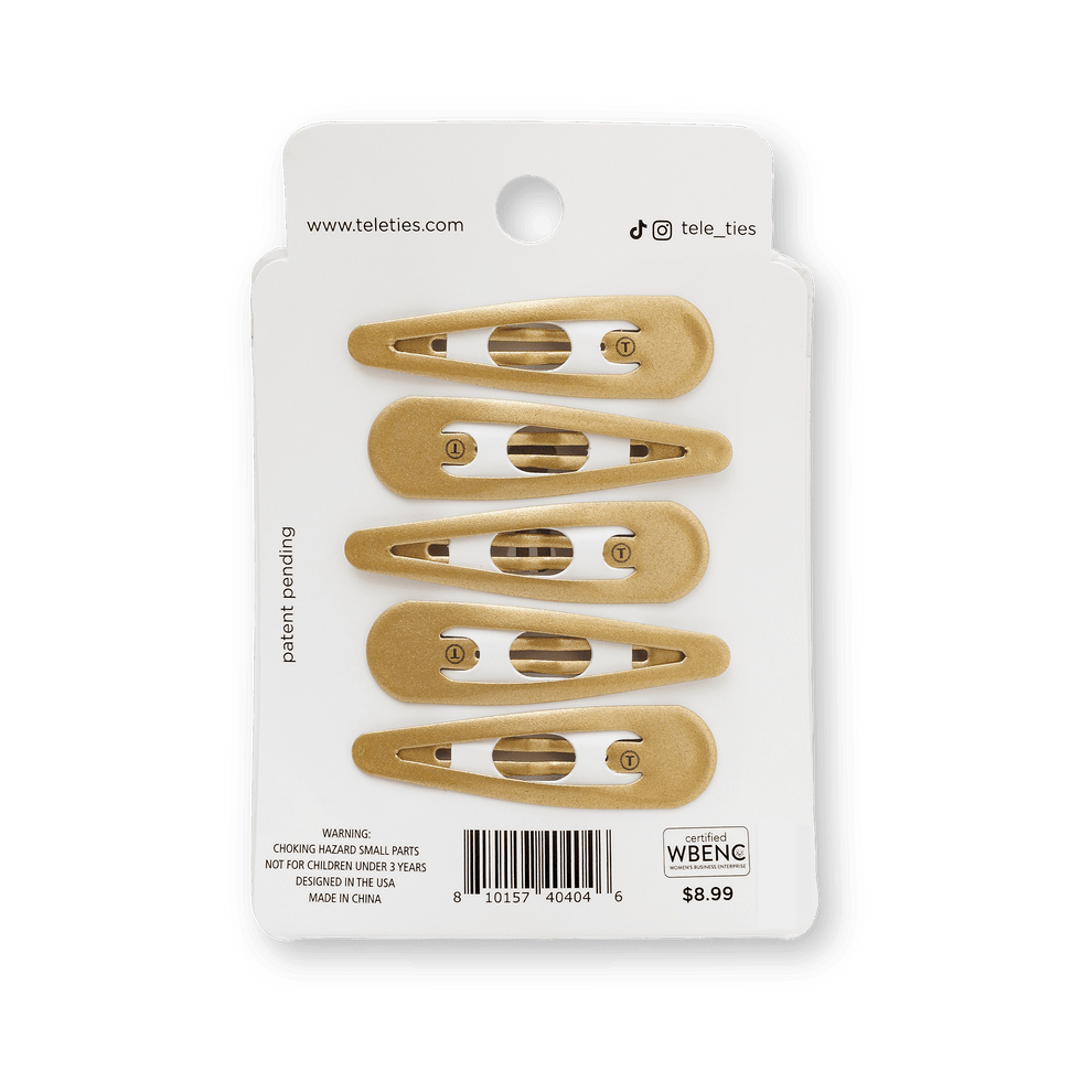 Gold Snap Clip (6Ct) - Hair Clips - TELETIES
