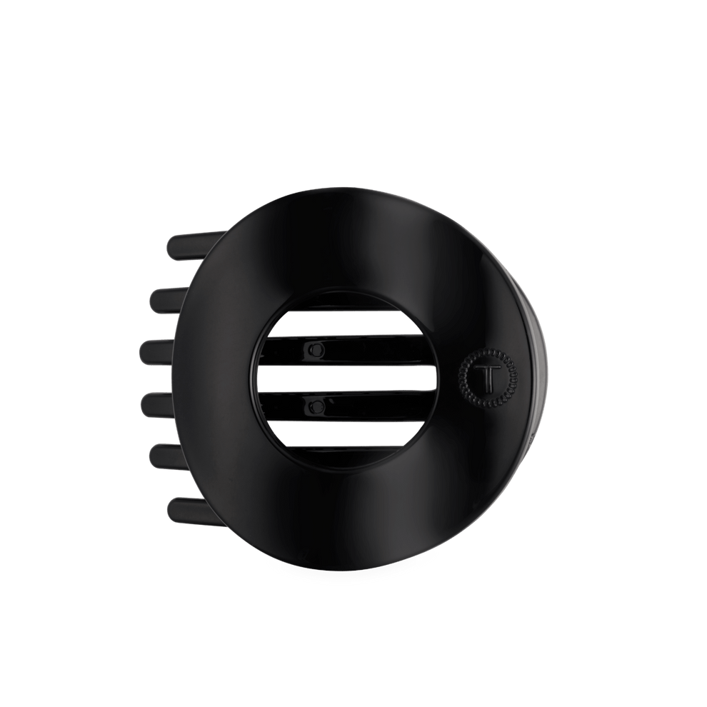 Jet Black Large Flat Circle Hair Clip - Hair Clips - TELETIES
