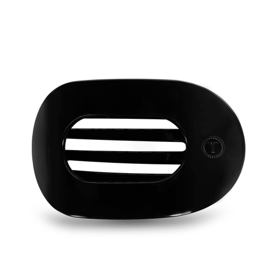 Jet Black Large Flat Round Hair Clip in Black - Large