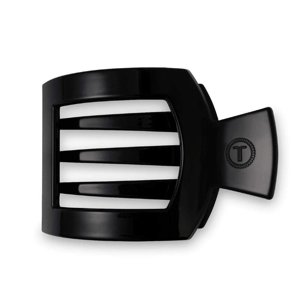 Jet Black Large Flat Square Clip - Large Hair Clip - TELETIES
