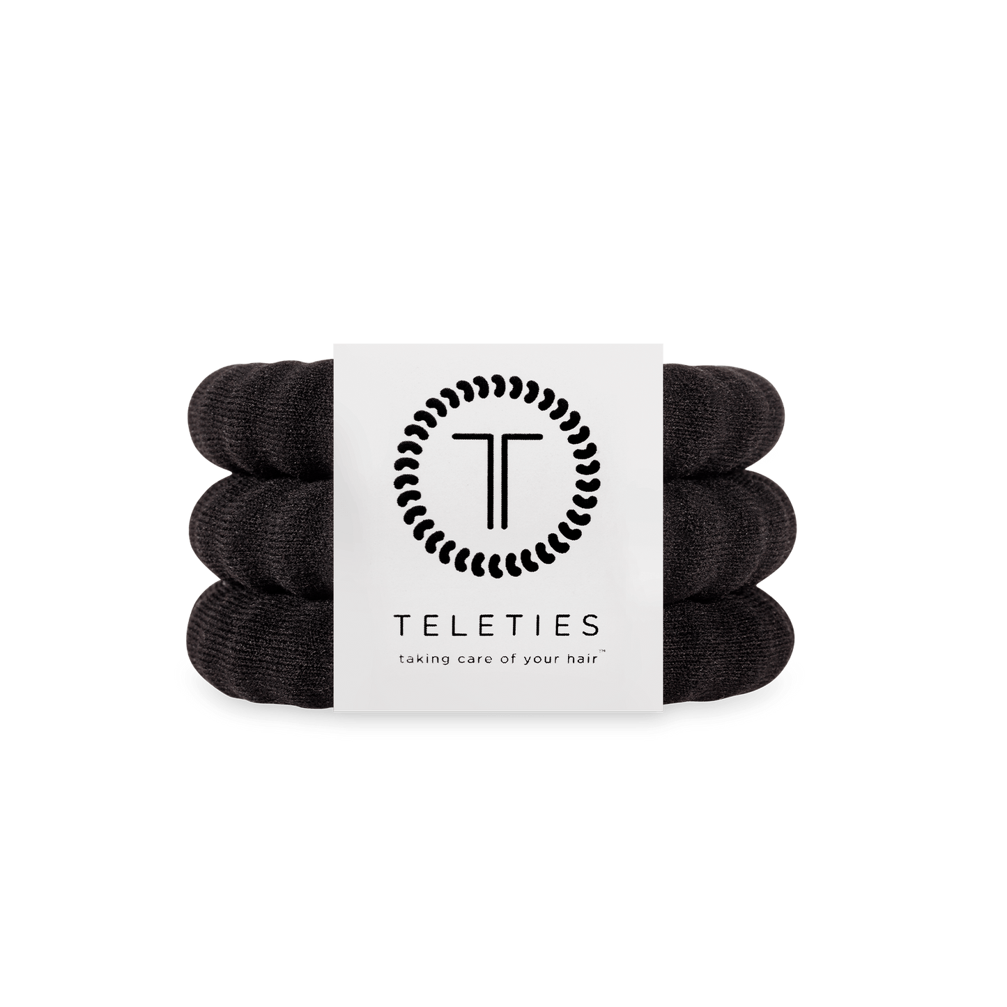 TELETIES - Jet Black Large Nylon Hair Ties in Black - Large