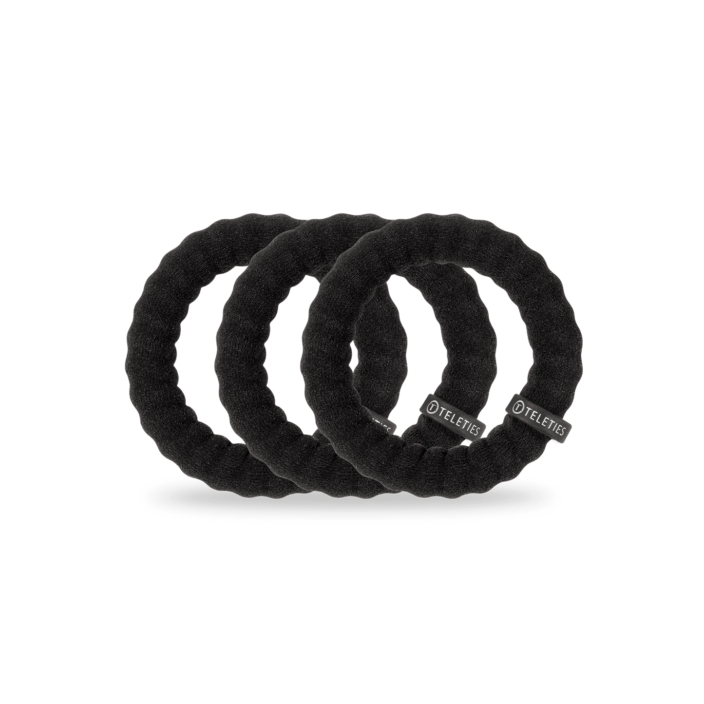 TELETIES - Jet Black Large Nylon Hair Ties in Black - Large
