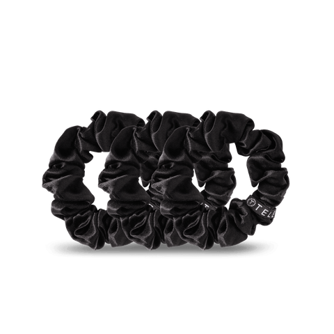 Jet Black Large Silk Scrunchies