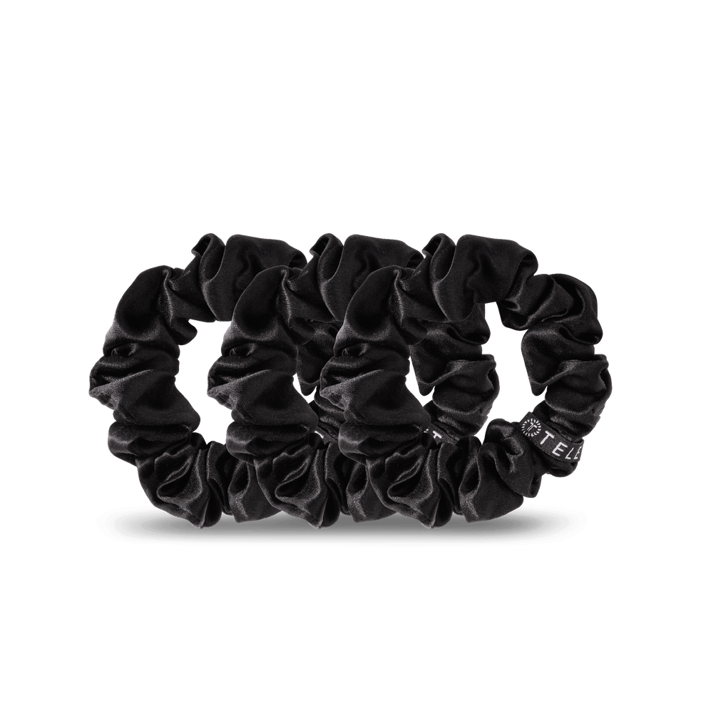 Jet Black Large Silk Scrunchies - Scrunchies - TELETIES
