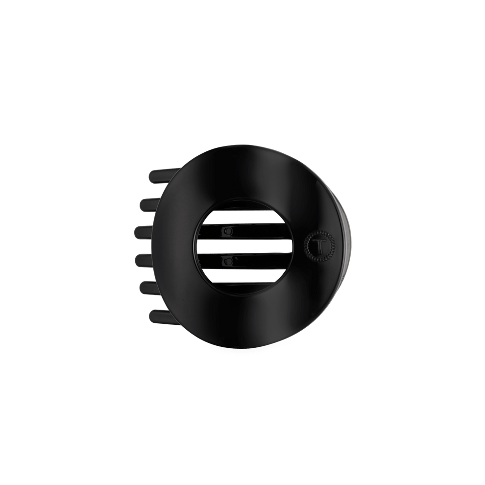 Jet Black Medium Flat Circle Hair Clip - Hair Clips - TELETIES
