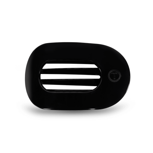 Jet Black Medium Flat Round Hair Clip in Black - Medium