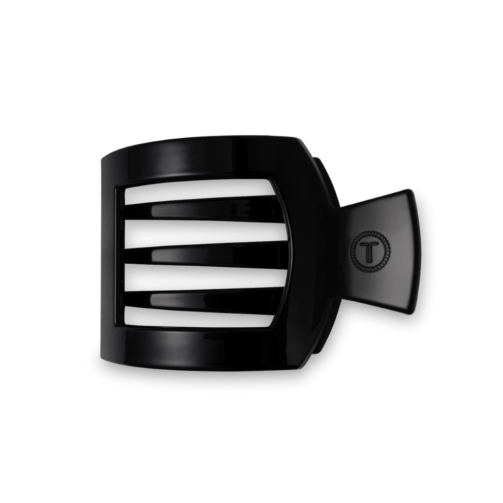 Jet Black Medium Flat Square Clip - Medium Hair Clip - TELETIES
