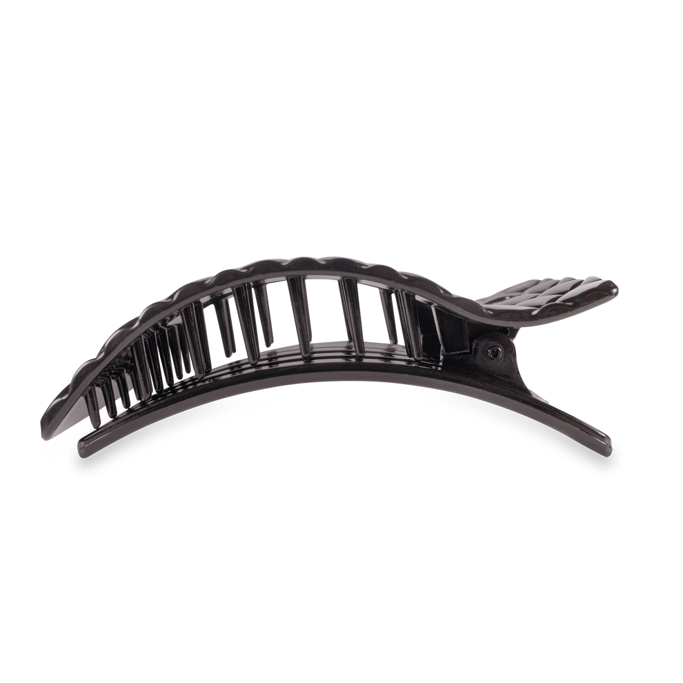 Jet Black Quilted Large Flat Rectangle Hair Clip - Hair Clips - TELETIES
