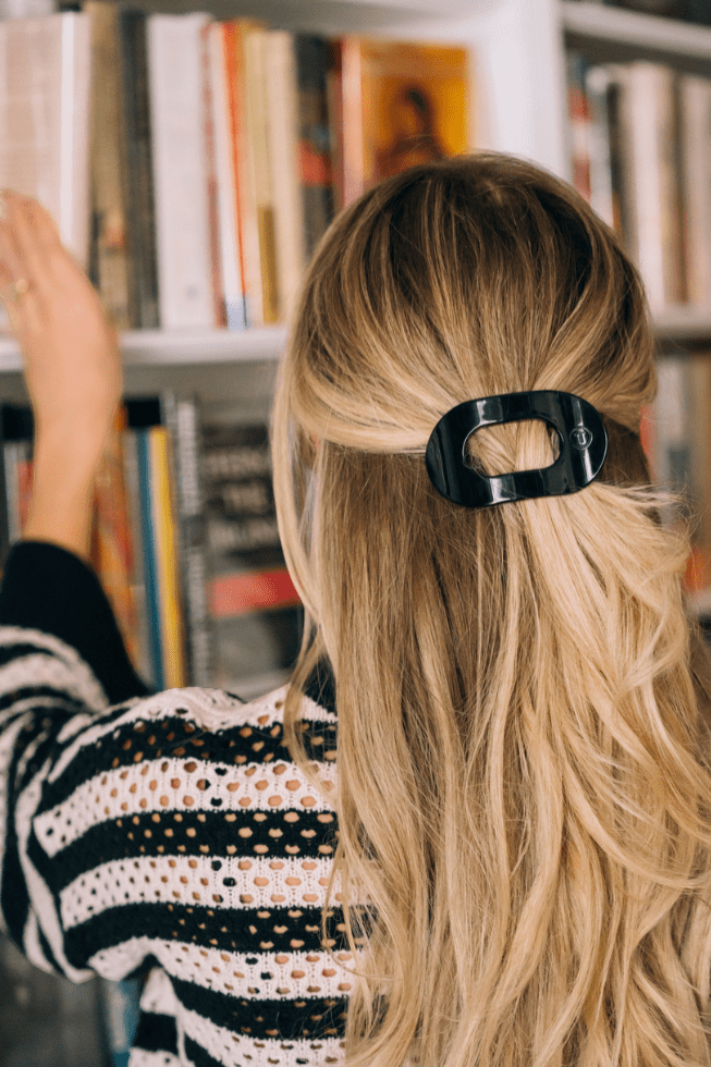 Jet Black Small Flat Round Hair Clip - Hair Clips - TELETIES
