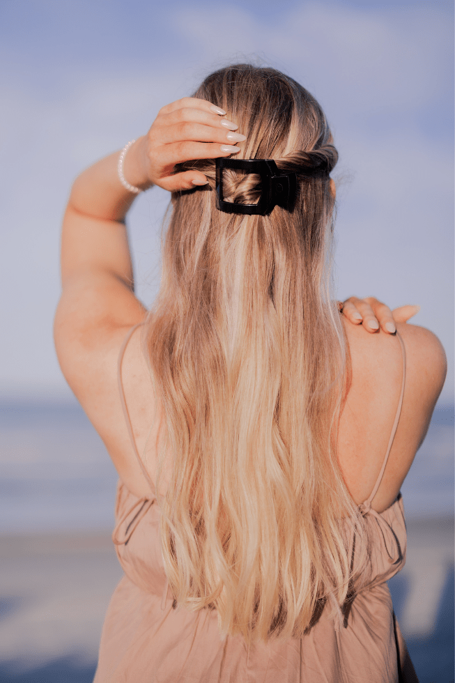Jet Black Small Flat Square Clip - Small Hair Clip - TELETIES

