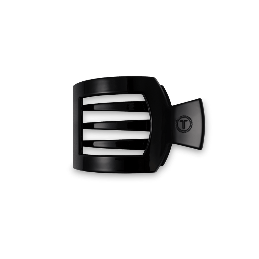 Jet Black Small Flat Square Clip - Small Hair Clip - TELETIES
