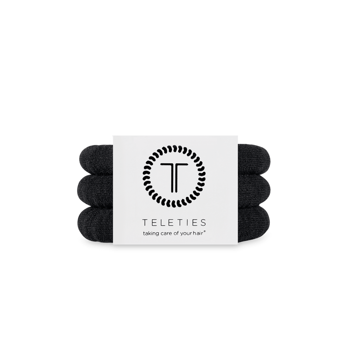 TELETIES - Jet Black Small Nylon Hair Ties in Black - Small