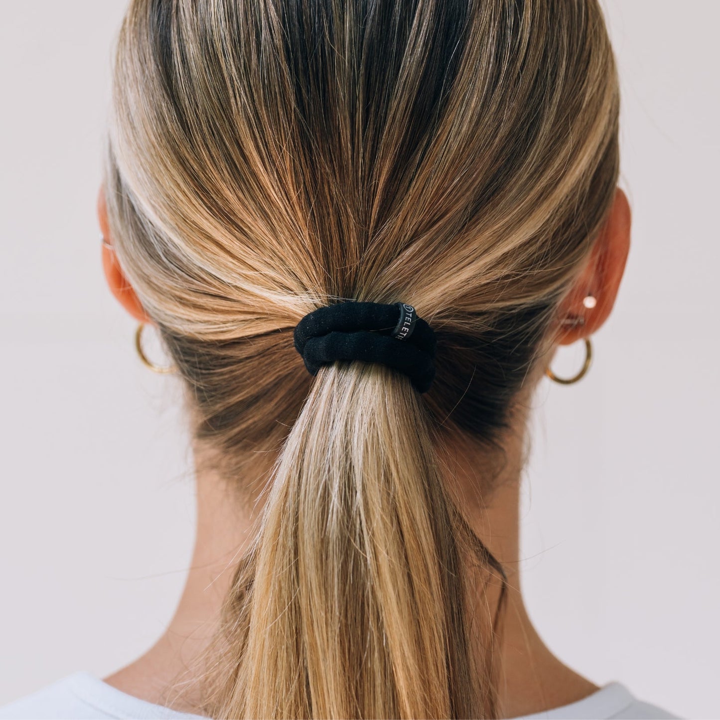 TELETIES - Jet Black Small Nylon Hair Ties in Black - Small