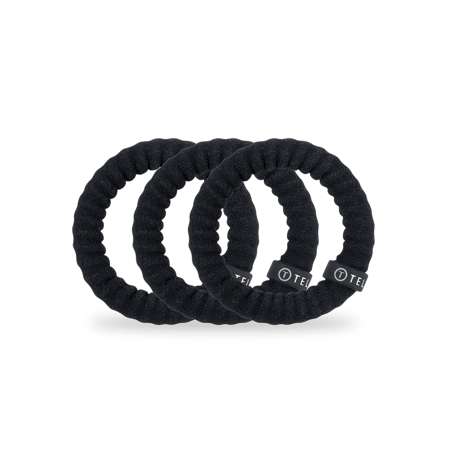 TELETIES - Jet Black Small Nylon Hair Ties in Black - Small