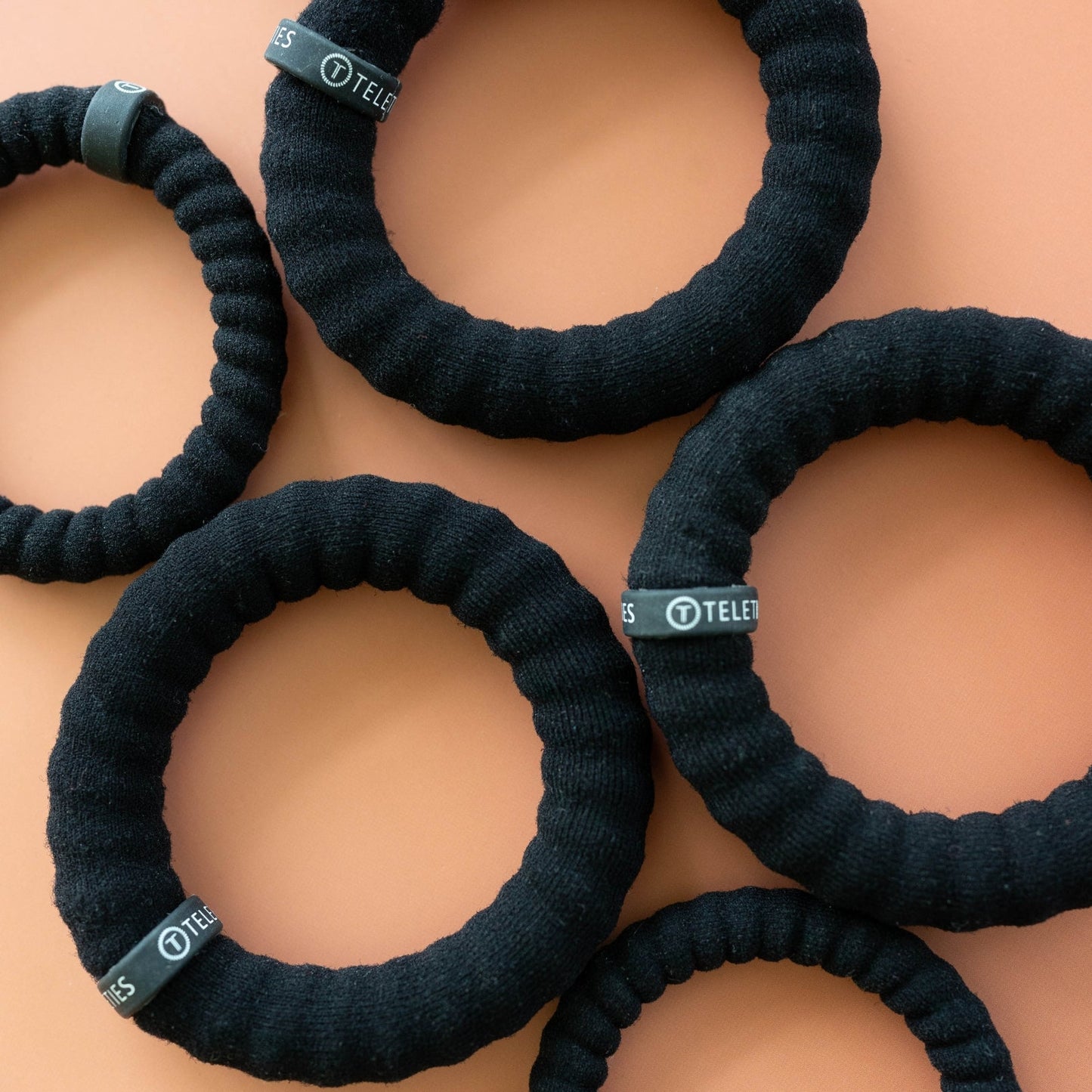 TELETIES - Jet Black Small Nylon Hair Ties in Black - Small
