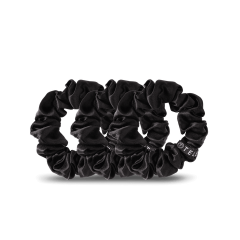 Jet Black Small Silk Scrunchies