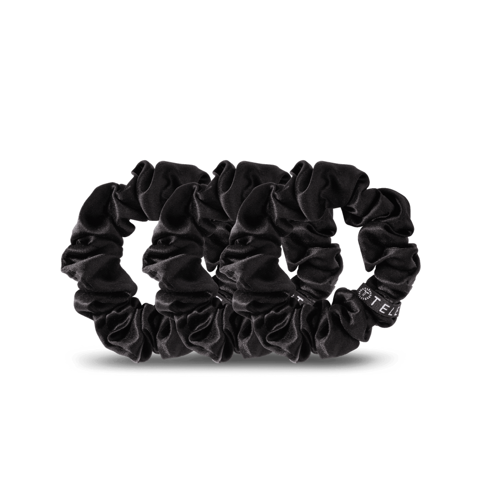 Jet Black Small Silk Scrunchies - Scrunchies - TELETIES
