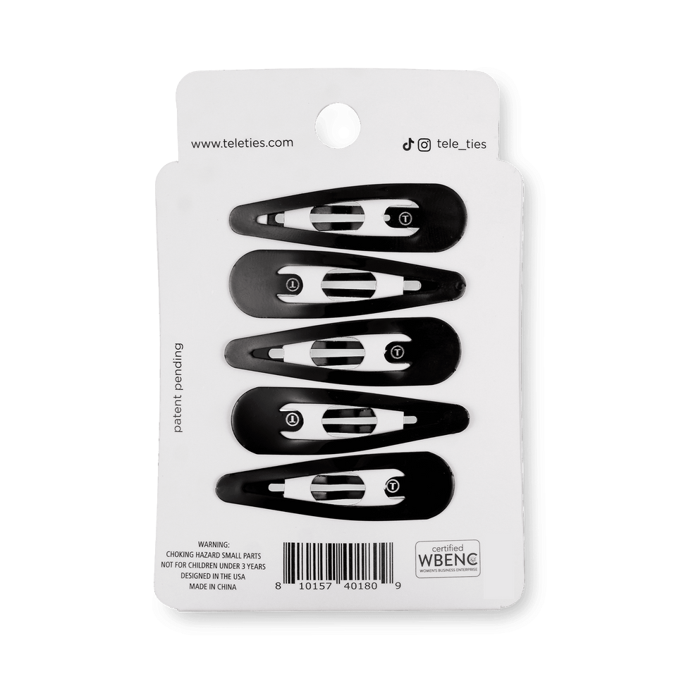 Jet Black Snap Clip (6Ct) - Hair Clips - TELETIES
