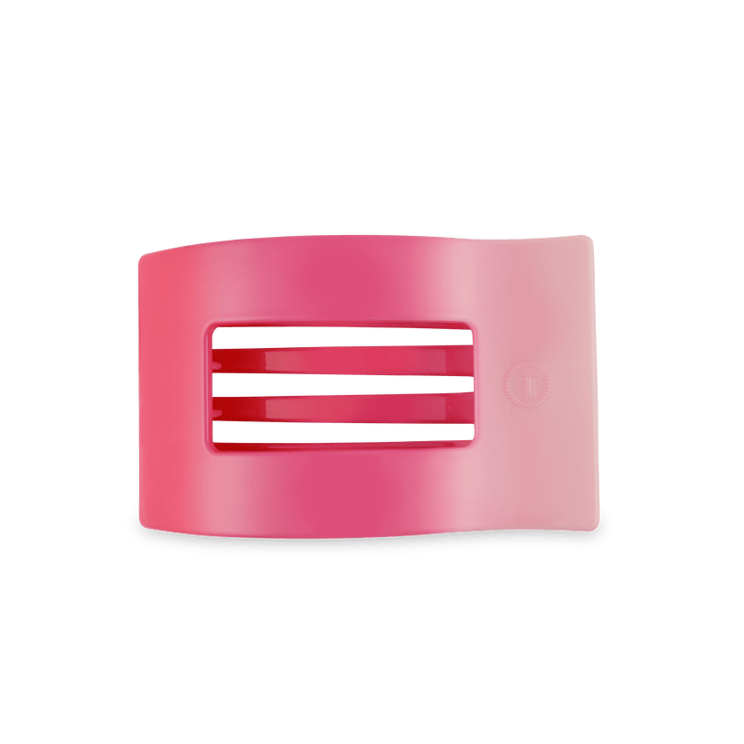 TELETIES - Kiss & Tell Medium Flat Rectangle Hair Clip in Pink - Medium - Image 1