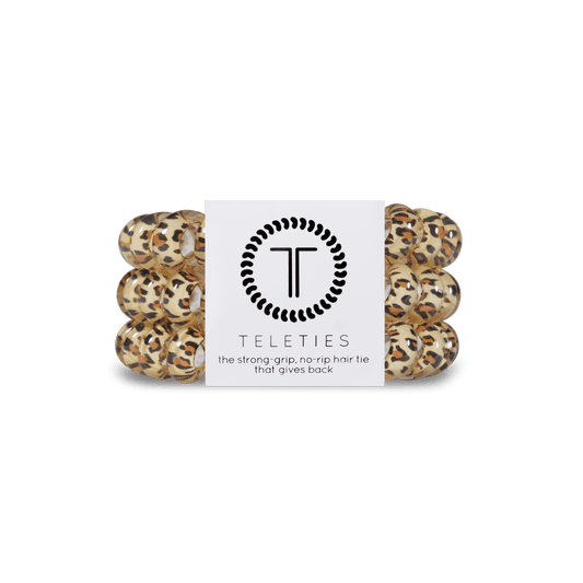 Leopard Large Hair Ties in White Yellow - Large