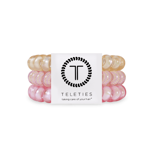 Meadow Mist Large Hair Ties in Pink Yellow Shimmer - Large