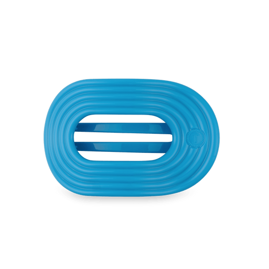 Miami Vice Medium Flat Round Hair Clip in Blue Neon - Medium