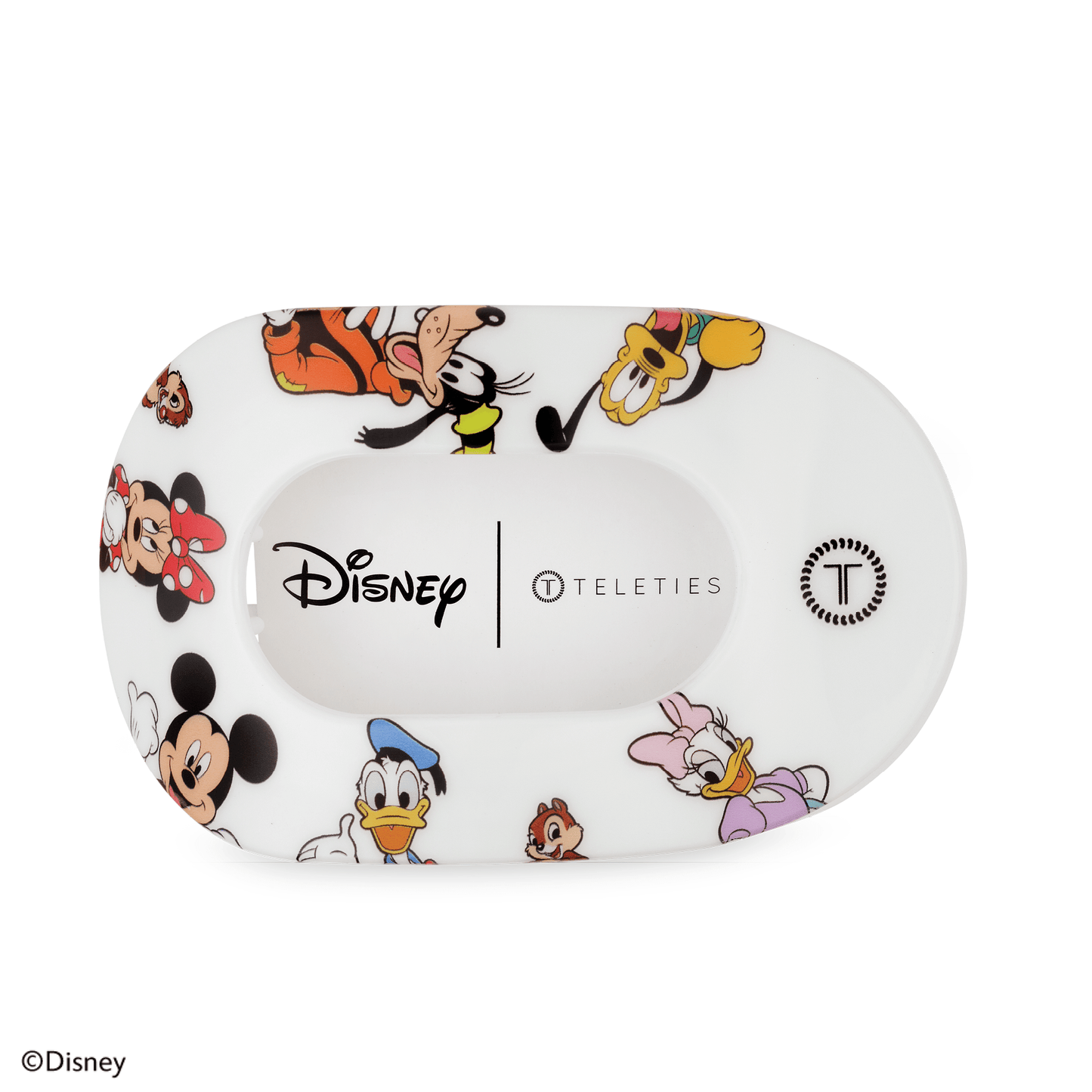TELETIES - Mickey and Friends Large Flat Round Hair Clip in White - Large