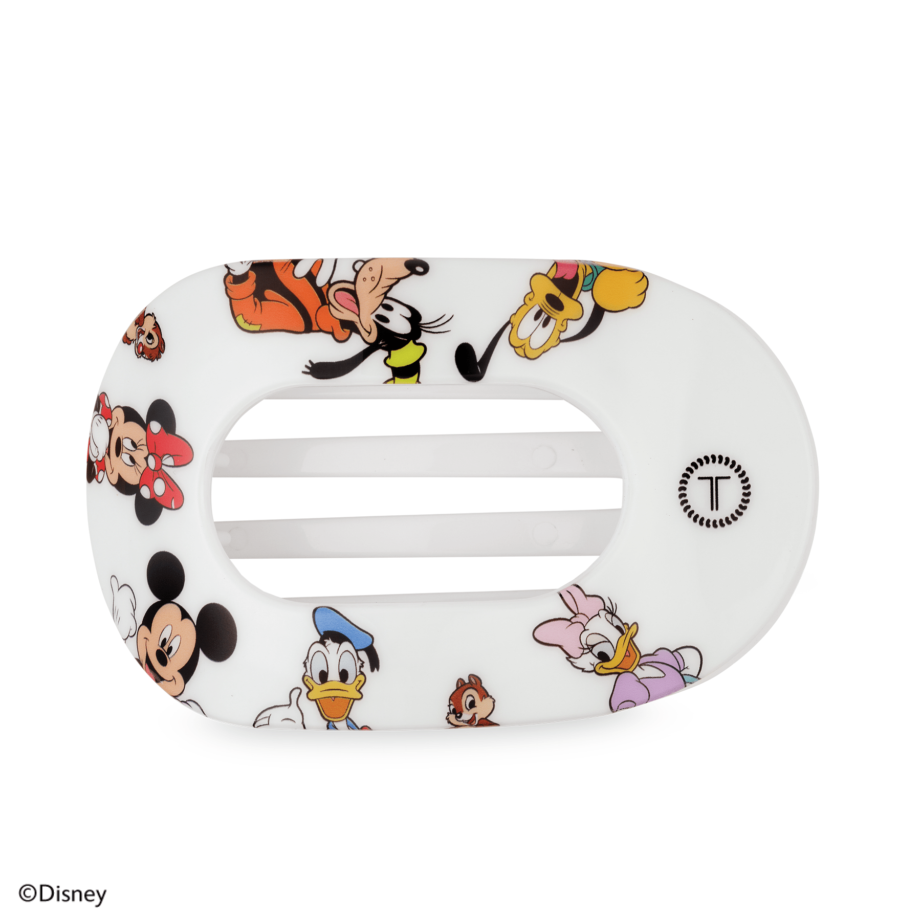 Mickey and Friends Large Flat Round Hair Clip in White | TELETIES