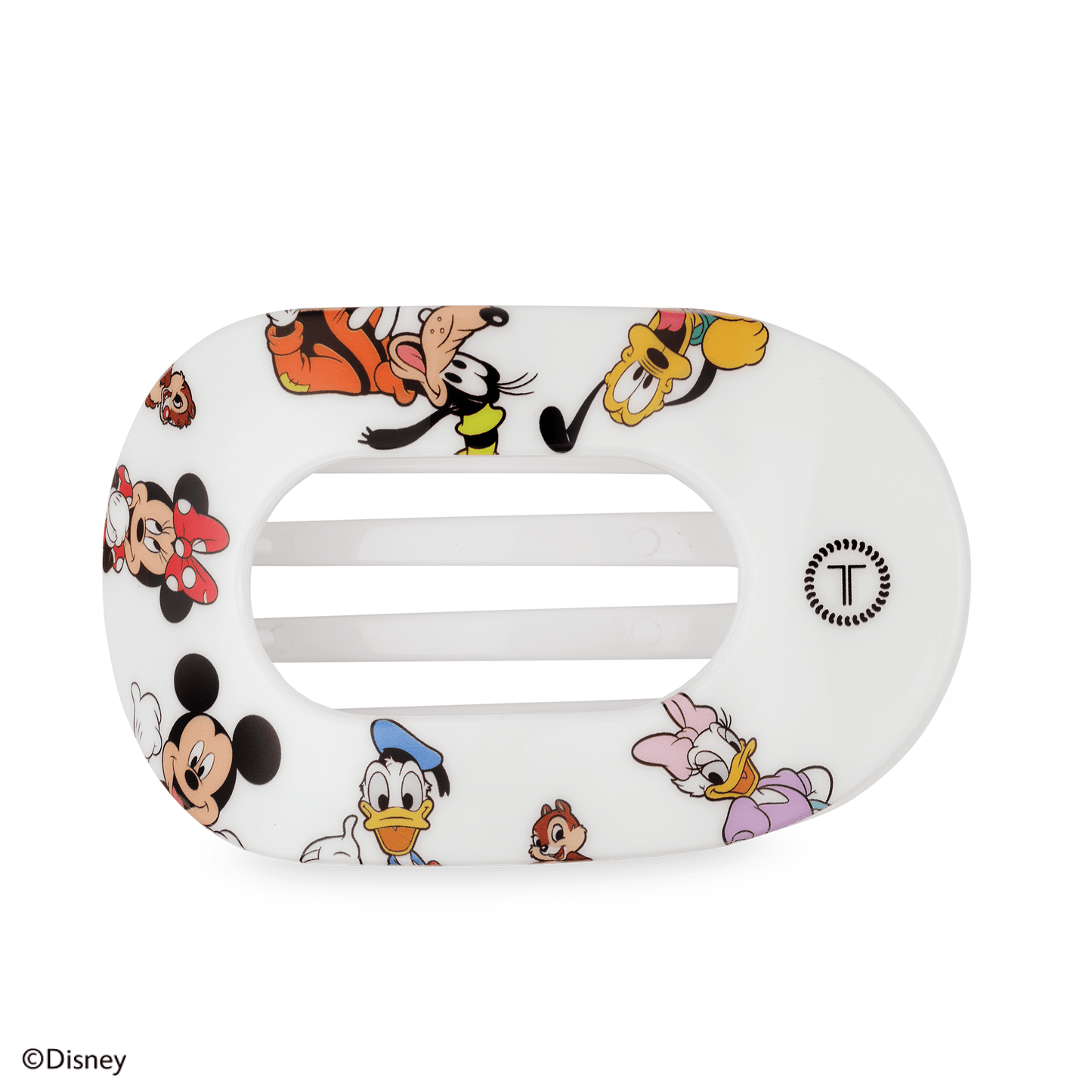 TELETIES - Mickey and Friends Large Flat Round Hair Clip in White - Large